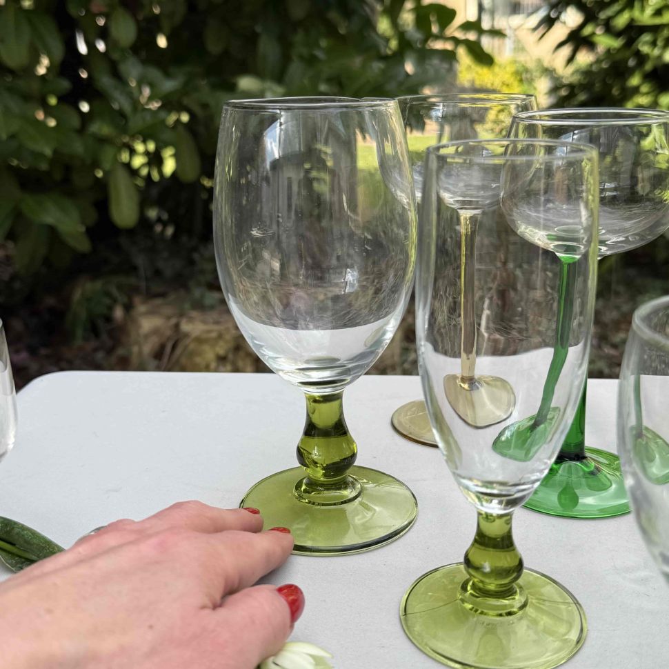 Бокал на зеленой ножке 350 мл Италия хрустальное стекло