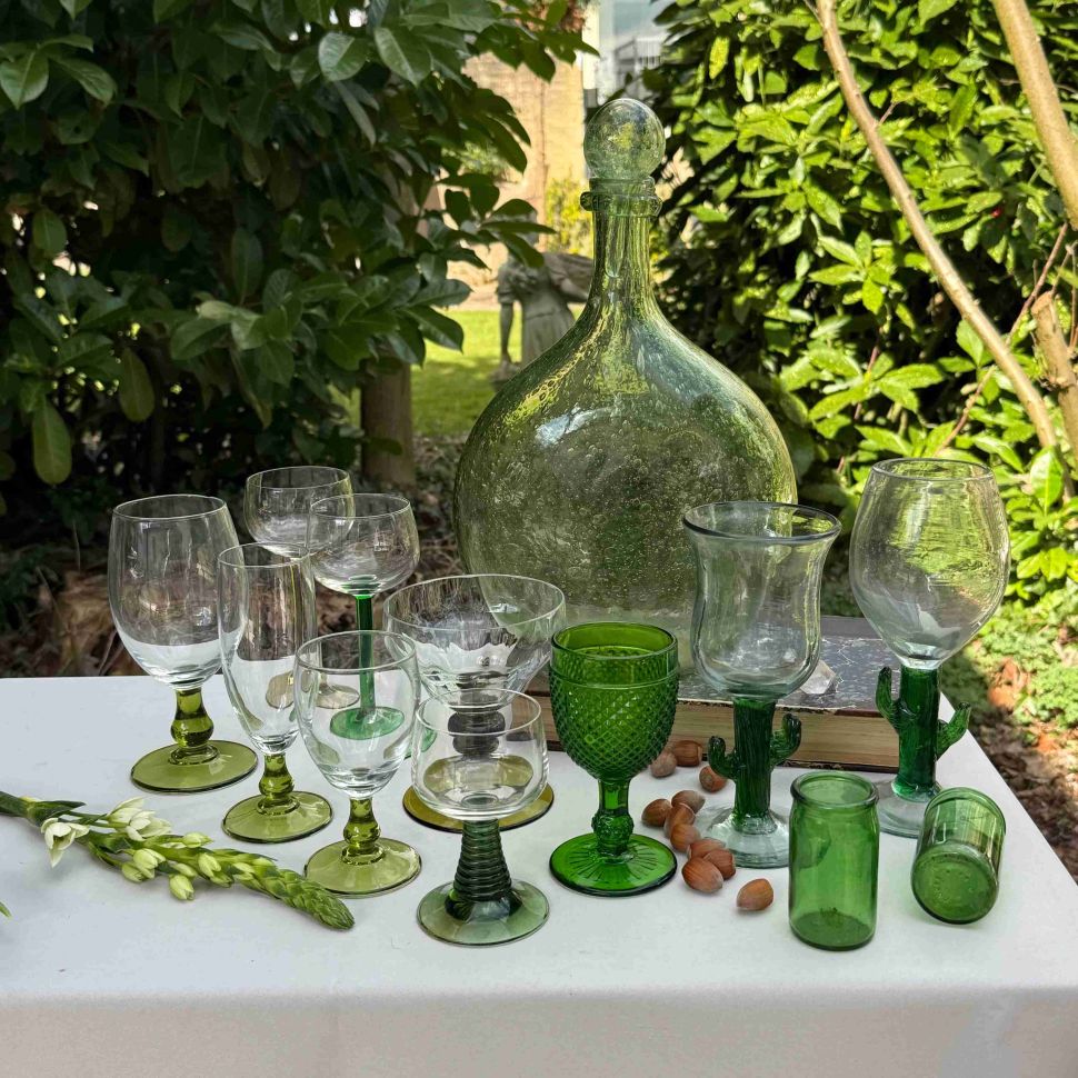 Бокал на зеленой ножке 350 мл Италия хрустальное стекло