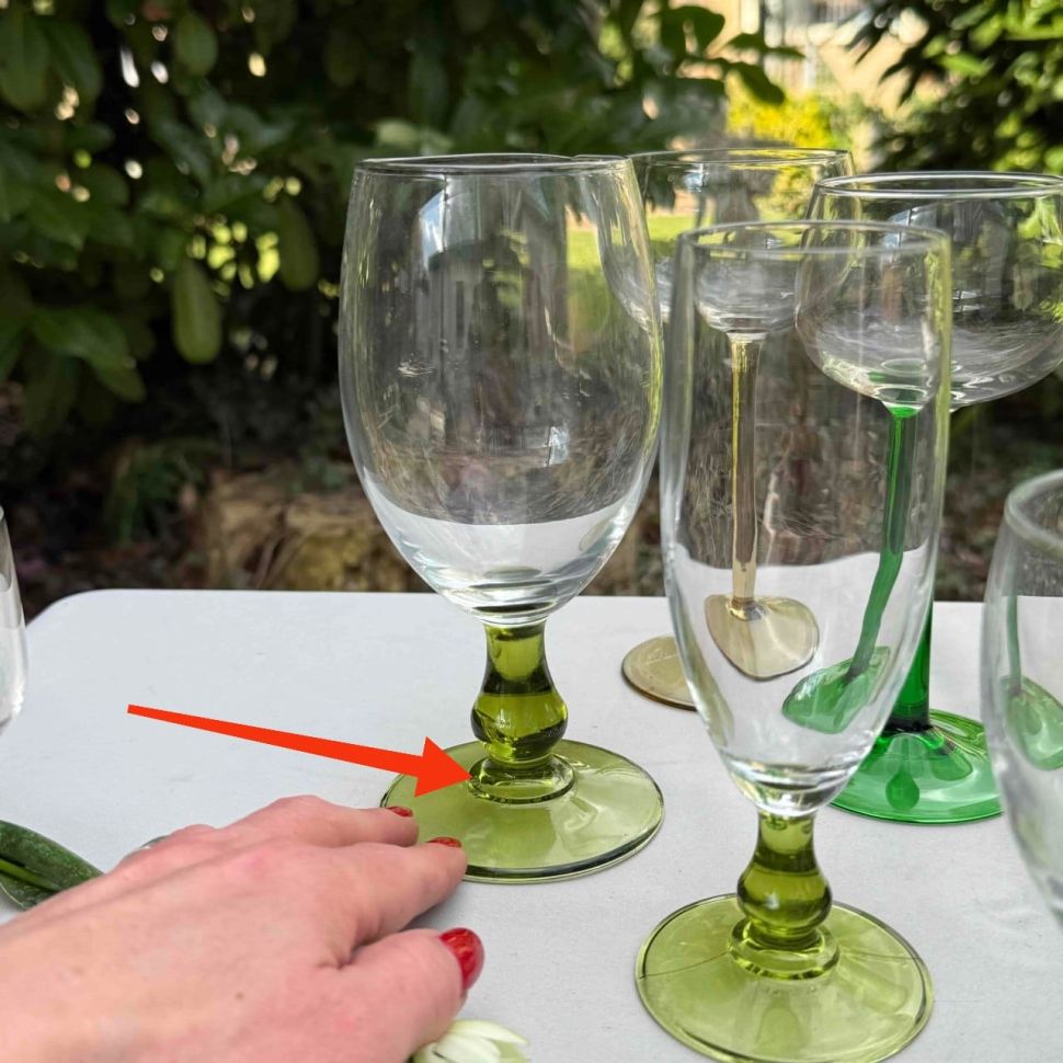 Бокал на зеленой ножке 350 мл Италия хрустальное стекло