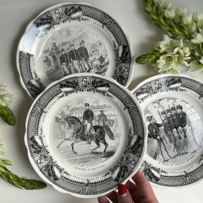 Тарелка Sarreguemines Школа верховой езды 19 см Франция конец 19 в.  