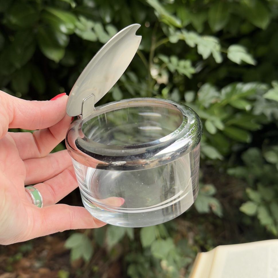 Сахарница с крышкой 9 см мельхиор стекло