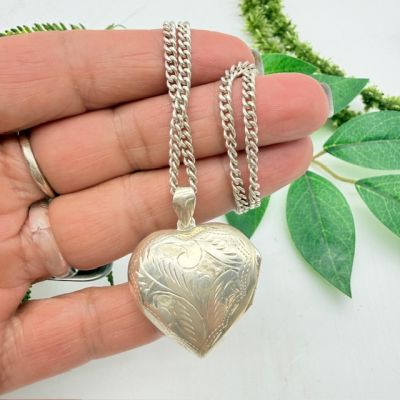 Кулон локет на цепочке 3,5 см серебро