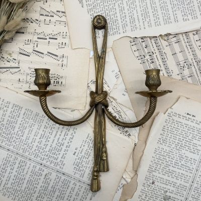 Подсвечник на 2 свечи настенный  36 см латунь