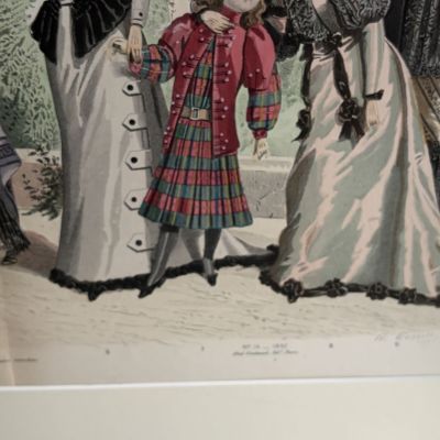 Картина литография Модная иллюстрация из журнала для дам 19 века 60х50 см Франция