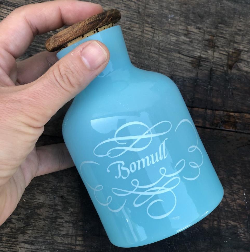 Банка Bomull стекло голубое деревянная крышка