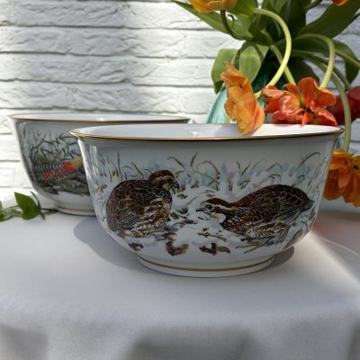 Салатник Franklin Porcelain Bobwhite Quail Game Bird 25 см фарфор 1982 г.