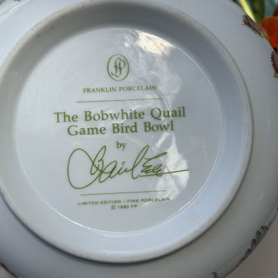Салатник Franklin Porcelain Bobwhite Quail Game Bird 25 см фарфор 1982 г.