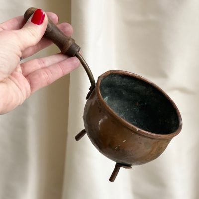 Зольник медь малый с ручкой дерево