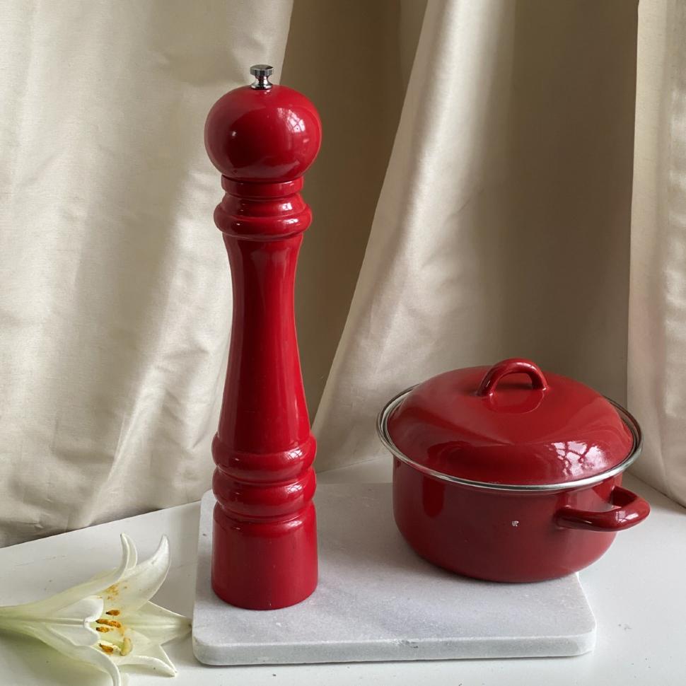 Мельница для специй 35 см красная дерево