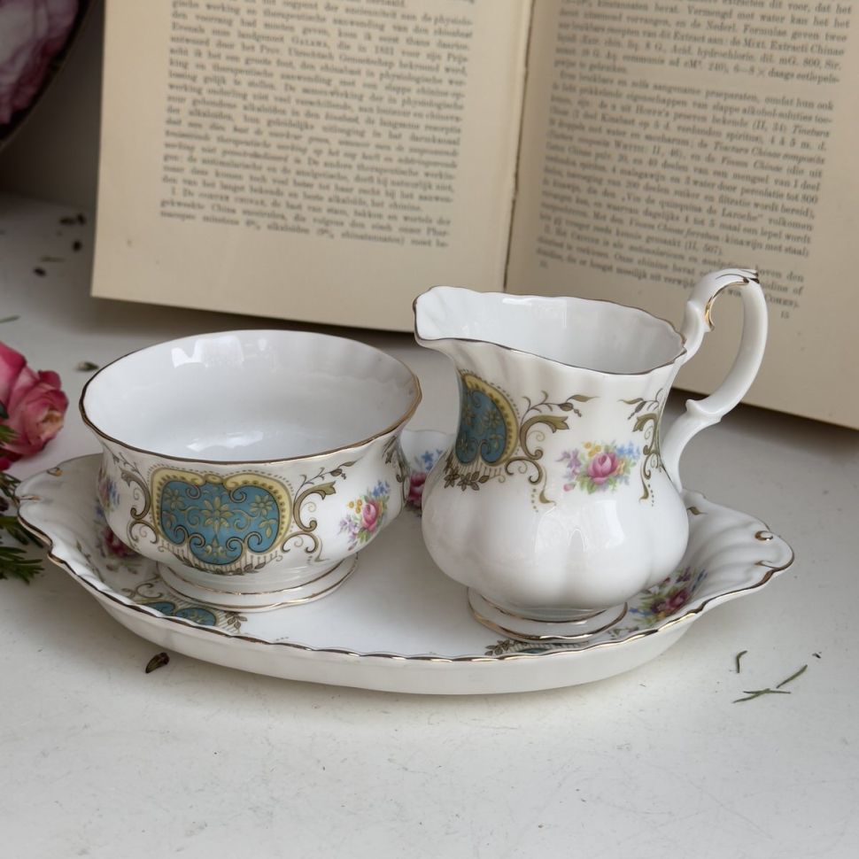 Молочник сахарница на блюде Berkeley Royal Albert Англия 