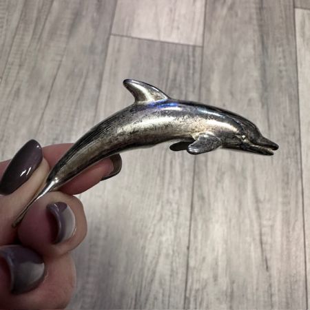 Подставка сервировочная для карточки Дельфин 8 см серебрение