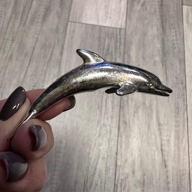 Подставка сервировочная для карточки Дельфин 8 см серебрение