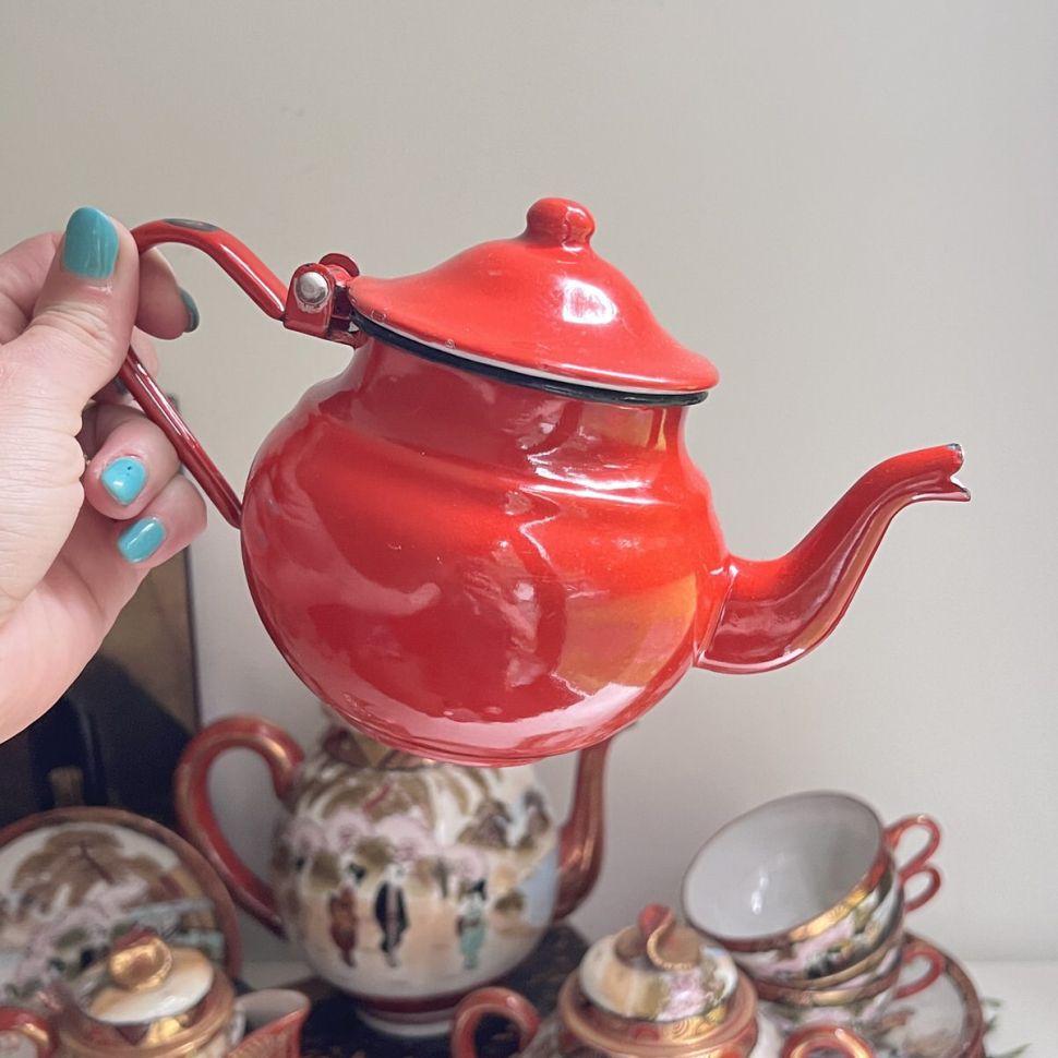 Чайник заварочный 600 мл эмалированный красный