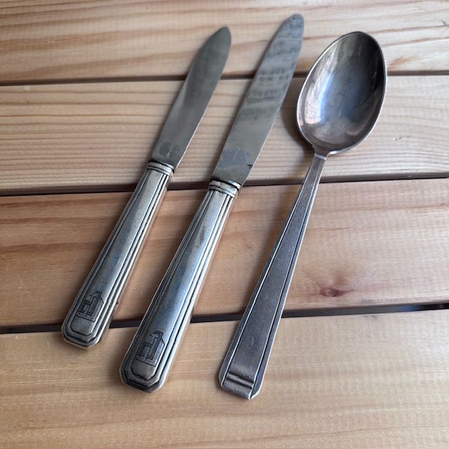 Ложка нож набор из 3 предметов мельхиор серебрение