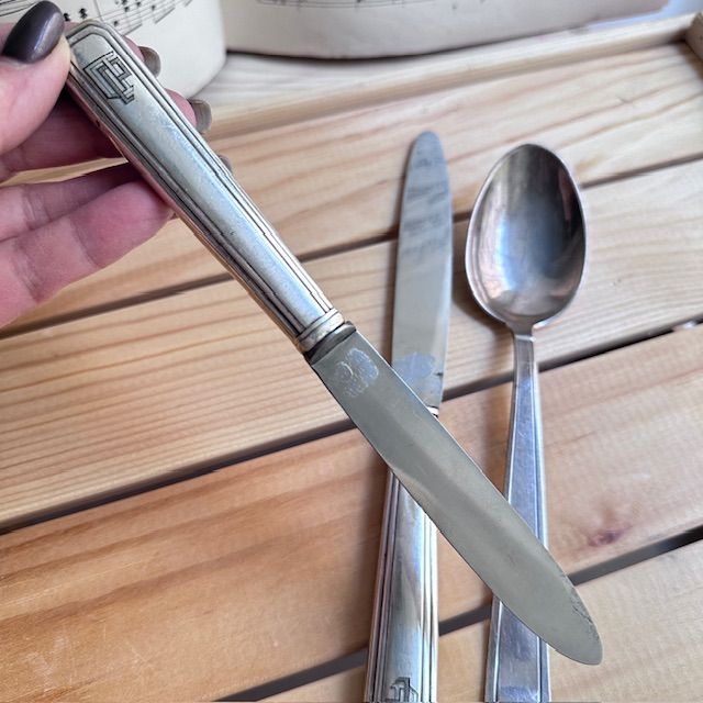 Ложка нож набор из 3 предметов мельхиор серебрение