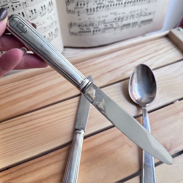 Ложка нож набор из 3 предметов мельхиор серебрение