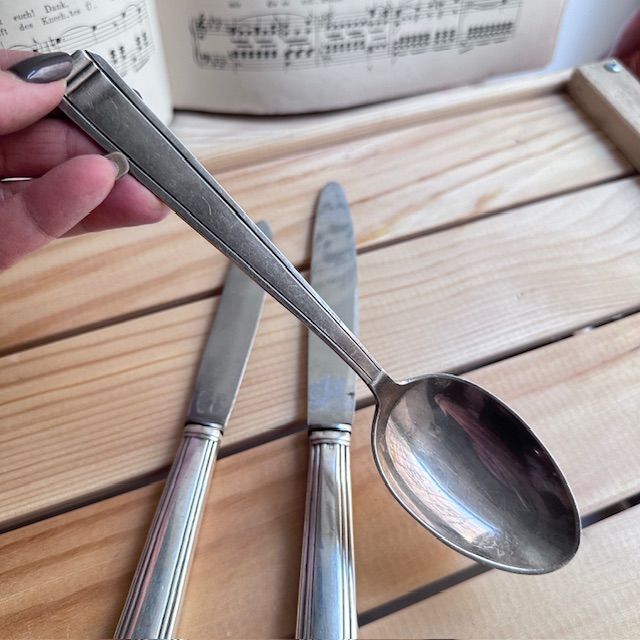 Ложка нож набор из 3 предметов мельхиор серебрение