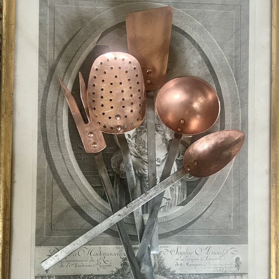 Набор приборов 5 предметов медь чугун Франция  