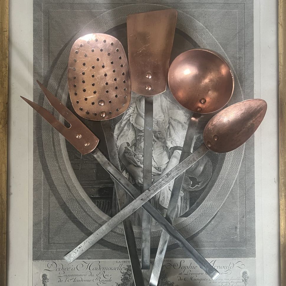 Набор приборов 5 предметов медь чугун Франция  