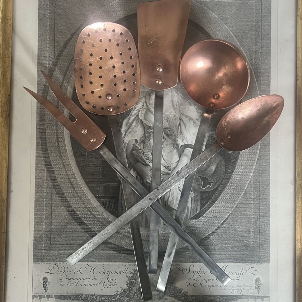 Набор приборов 5 предметов медь чугун Франция  