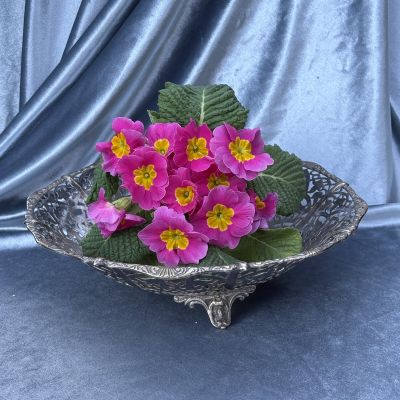 Блюдо фруктовница на ножках 26 см серебрение