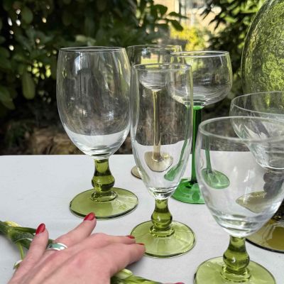 Бокал на зеленой ножке 180 мл Италия хрустальное стекло