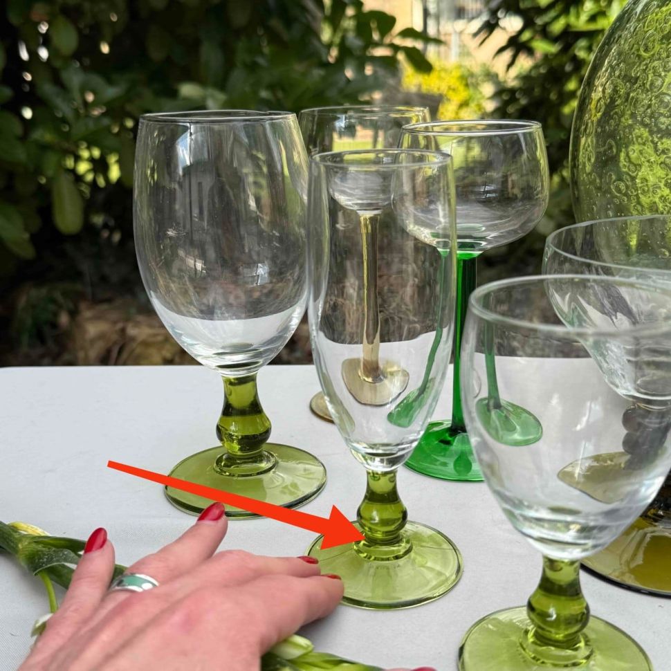 Бокал на зеленой ножке 180 мл Италия хрустальное стекло