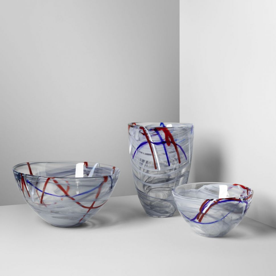 Салатник Kosta Boda Contrast Grey 23 см хрусталь Швеция 