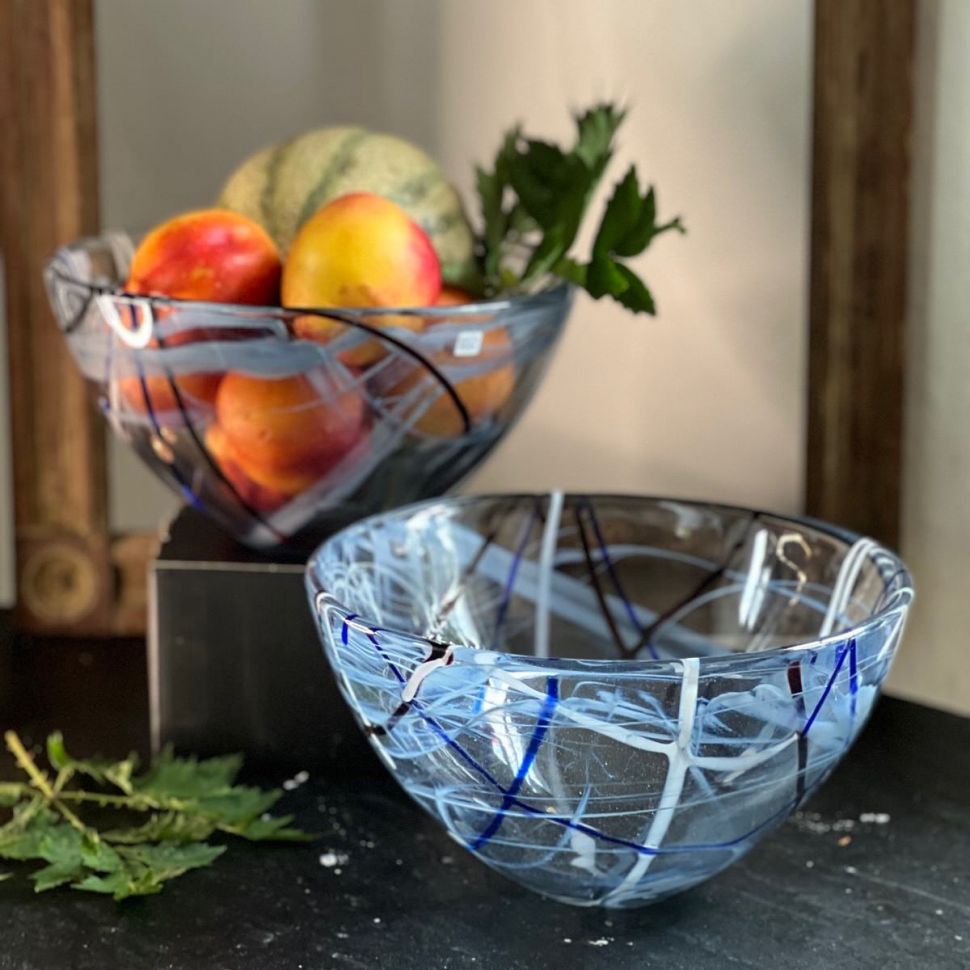 Салатник Kosta Boda Contrast Grey 23 см хрусталь Швеция 