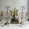 Лампа настольная Жирандоль на две лампы 37 см латунь хрусталь