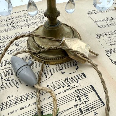 Лампа настольная Жирандоль на две лампы 37 см латунь хрусталь