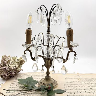 Лампа настольная Жирандоль на две лампы 37 см латунь хрусталь