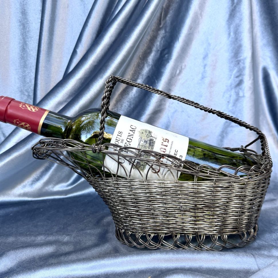 Корзина подставка для бутылки 24 см мельхиор Франция 2 кат