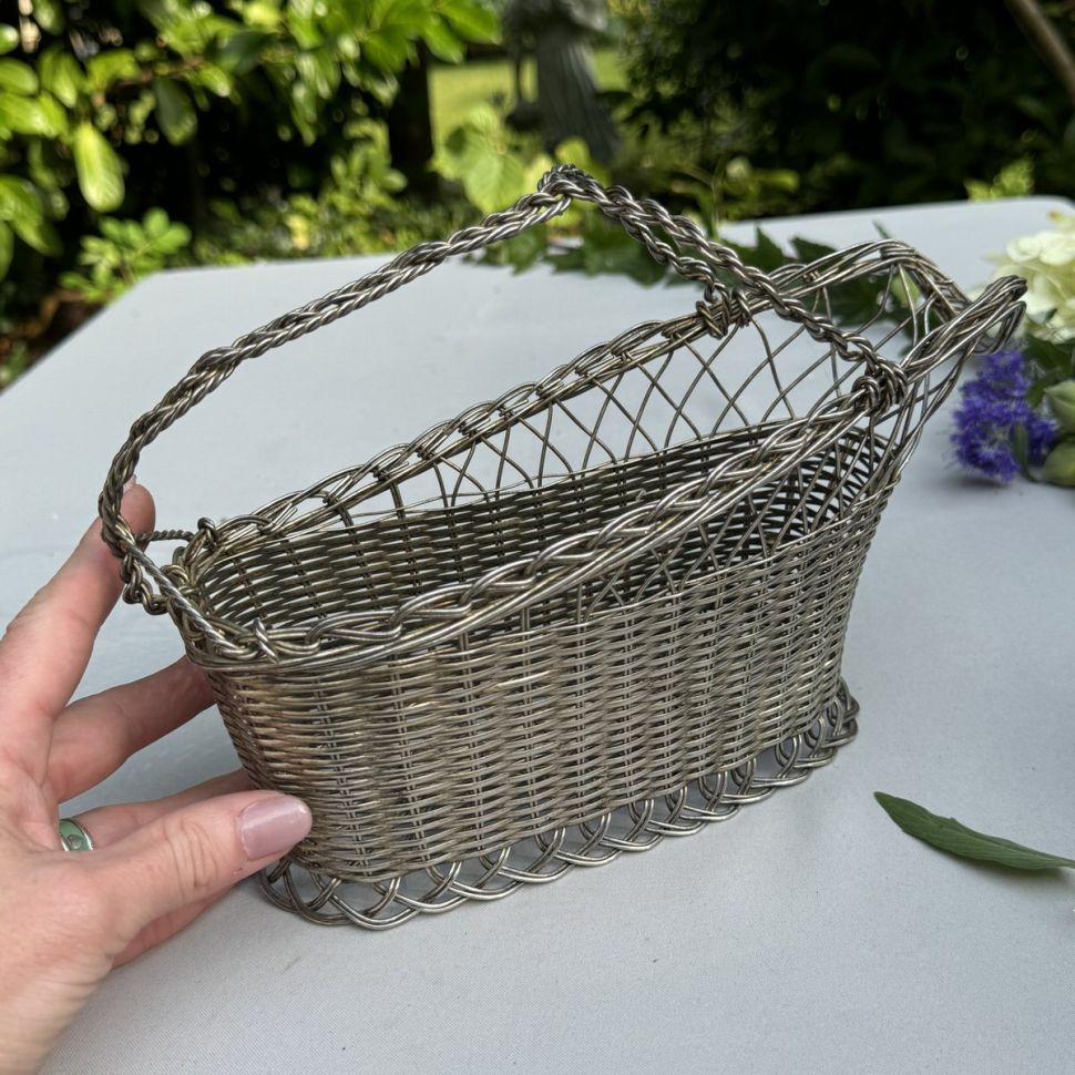 Корзина подставка для бутылки 24 см мельхиор Франция 2 кат