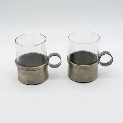 Хрустальный стакан в оловянном подстаканнике, Швеция