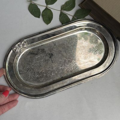 Блюдо поднос Бантик 29 см серебрение