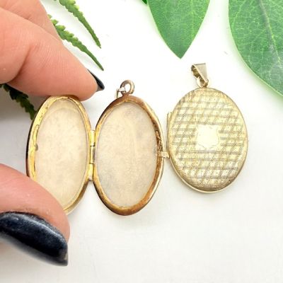 Кулон локет 3,5 см серебро золочение