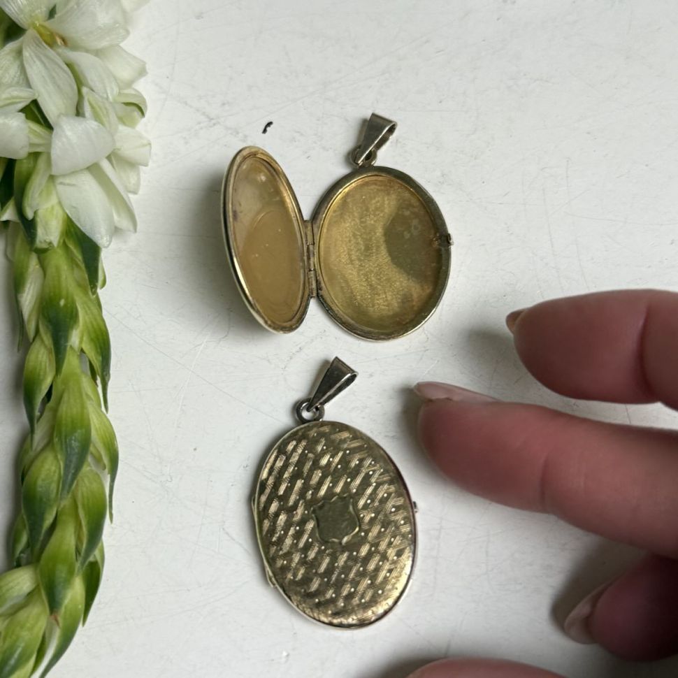 Кулон локет 3,5 см серебро золочение