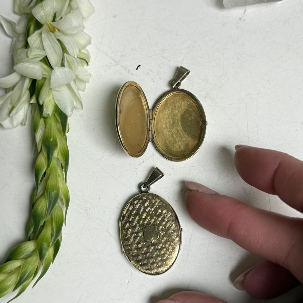 Кулон локет 3,5 см серебро золочение