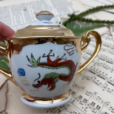 Сахарница Дракон и феникс 17 см фарфор Япония 