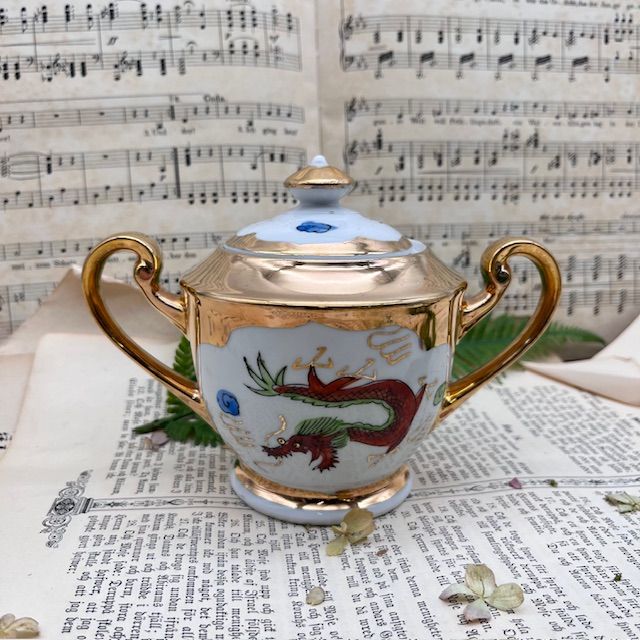 Сахарница Дракон и феникс 17 см фарфор Япония 