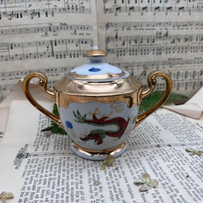 Сахарница Дракон и феникс 17 см фарфор Япония 