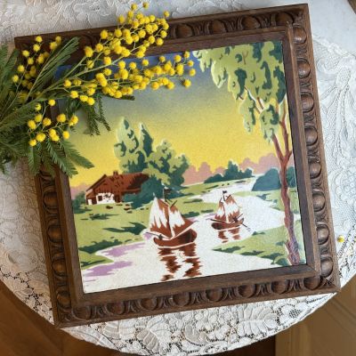 Подставка под горячее с керамической вставкой 28 см Франция начало 20 в.