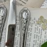 Ложка, вилка и нож столовые набор 3 предмета 22 см серебрение Италия