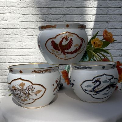 Кашпо Franklin Porcelain Красный Феникс 21 см фарфор Япония 1979 г.