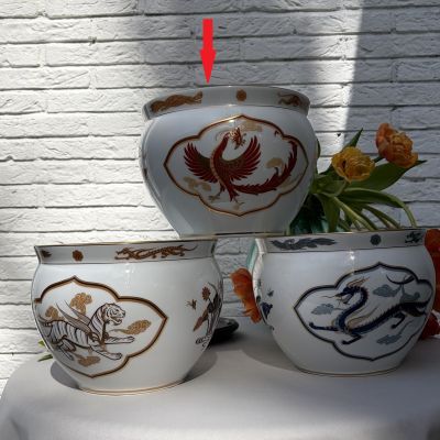 Кашпо Franklin Porcelain Красный Феникс 21 см фарфор Япония 1979 г.