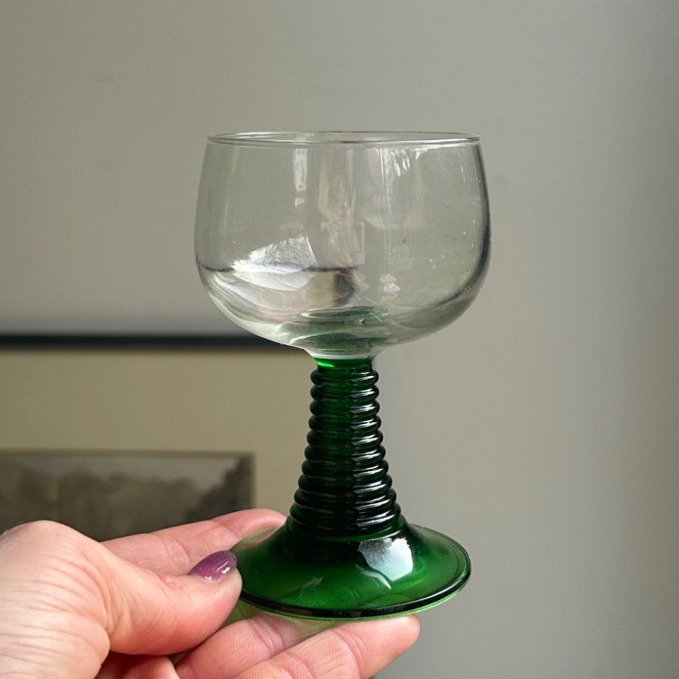 Бокал Рёмер на зеленой ножке 130 мл хрусталь Франция 