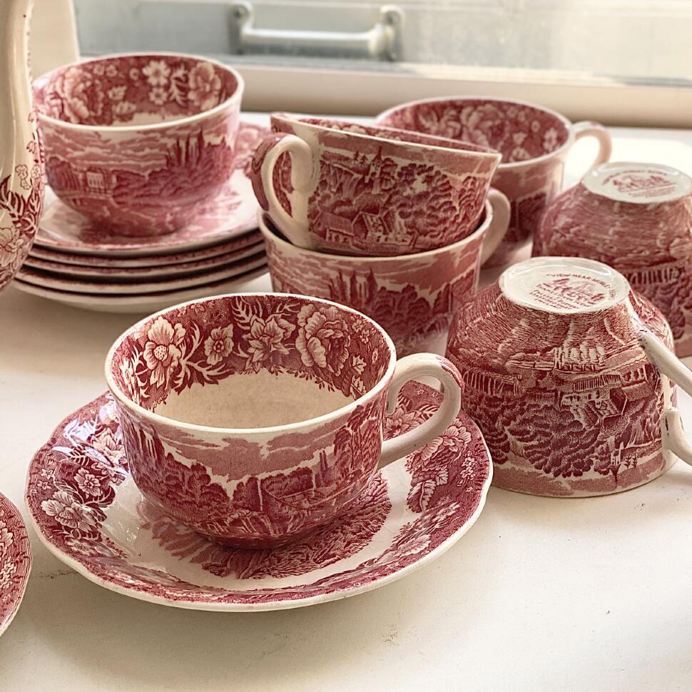 Чайная пара 200 мл Palissy, Thames River Scenes Англия (кракелюр)