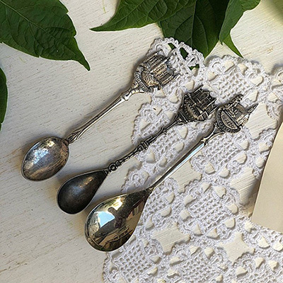 Ложка кофейная, набор, 3 разных, Замки Европы