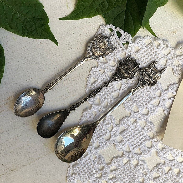 Ложка кофейная, набор, 3 разных, Замки Европы